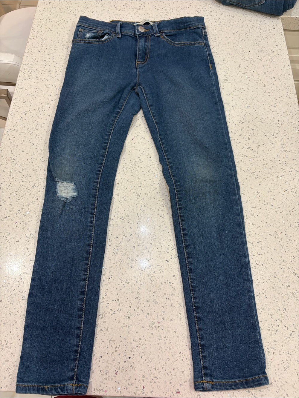 Levi's girls Blue Skinny Jeans with Distressed Knee size 12